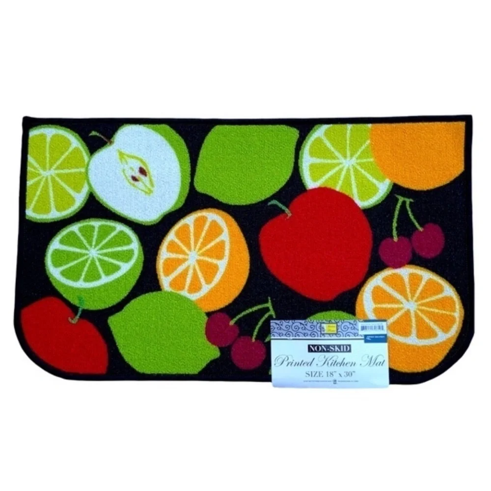Assorted Fruit Colorful Printed Accent Rug Mat MultiColor Rectangle 18 X 30 in